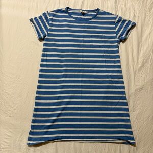Crewcuts Girls Size 12 Blue White Striped Casual Tshirt Dress Spring Summer